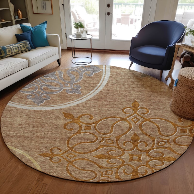 Machine Washable Indoor/ Outdoor Chantille Bold Medallions Rug