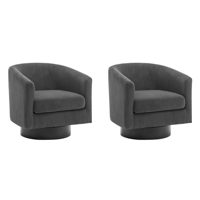 2 Set 360° Swivel Corduroy Accent Chairs Barrel Armchairs