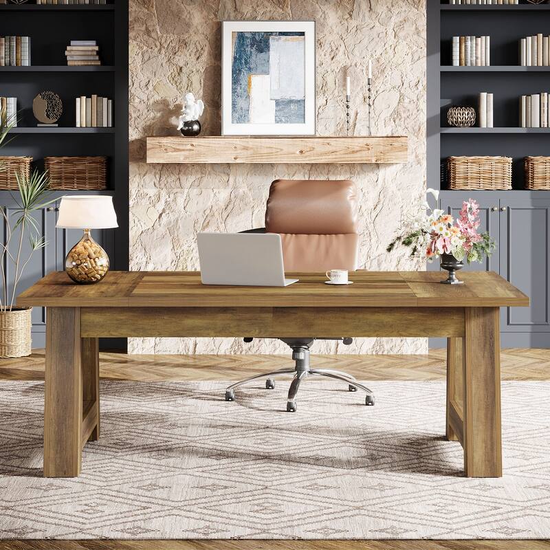 Large Office Computer Desk, 70.8" Executive Desk, Modern Workstation Writing Table