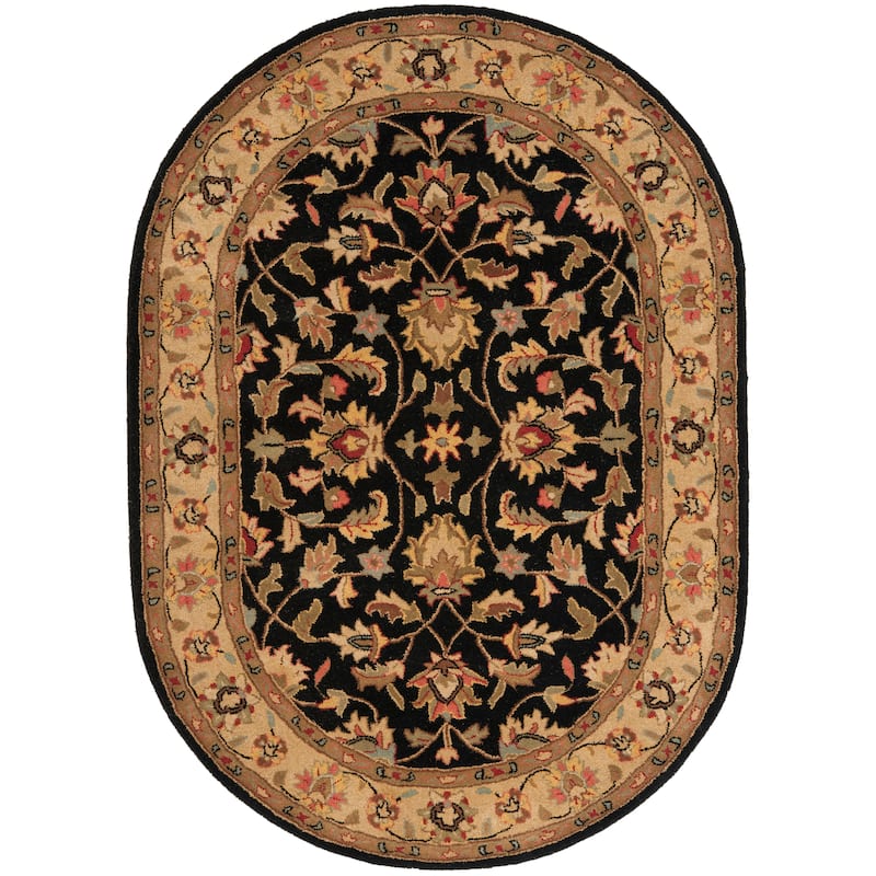 SAFAVIEH Handmade Heritage Ceca Traditional Oriental Wool Rug - 7'6" x 9'6" Oval - Black/Beige