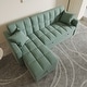 preview thumbnail 12 of 18, L-shaped Pull-out Sleeper Sectional Sofa Bed with Storage Chaise Green