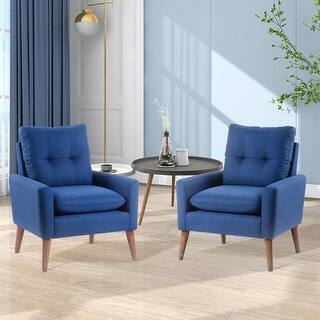 Linen Single Sofa Chair with Plush Cushioning and Wooden Legs