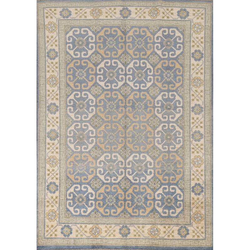 Vegetable Dye Khotan Oriental Wool Area Rug Hand-knotted Foyer Carpet - 4'5" x 6'11"