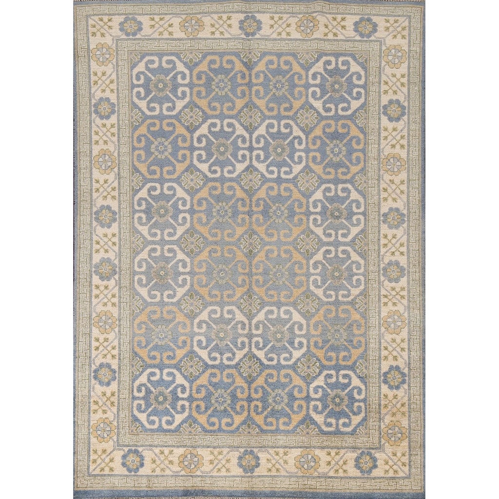 Vegetable Dye Khotan Oriental Wool Area Rug Hand-knotted Foyer Carpet - 4'5" x 6'11"