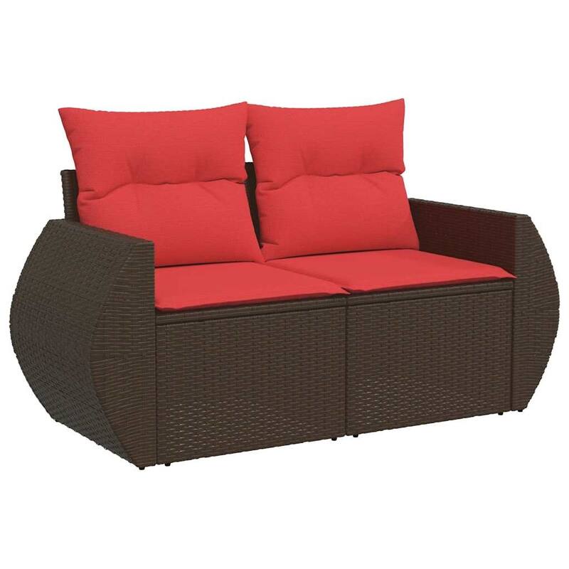 vidaXL Patio Sofa Set with Cushions Outdoor Conversation Furniture Poly Rattan - 24.4 x 24.4 x 27.2