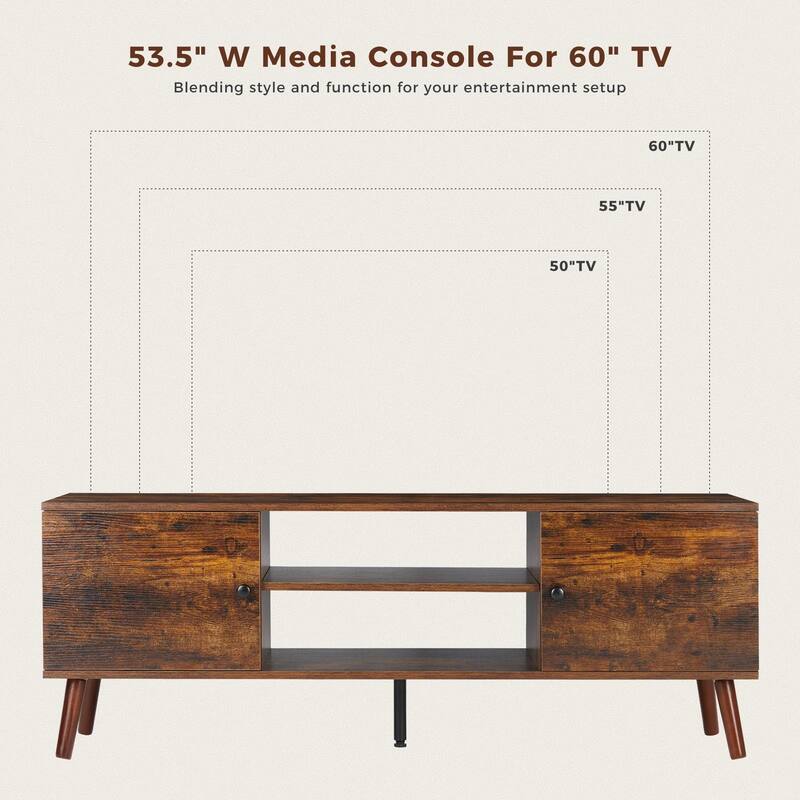 TV Stand for 55 60 inch Television, Entertainment Center with 2 Cabinet Media Console Table, Living Room, Bedroom Furniture
