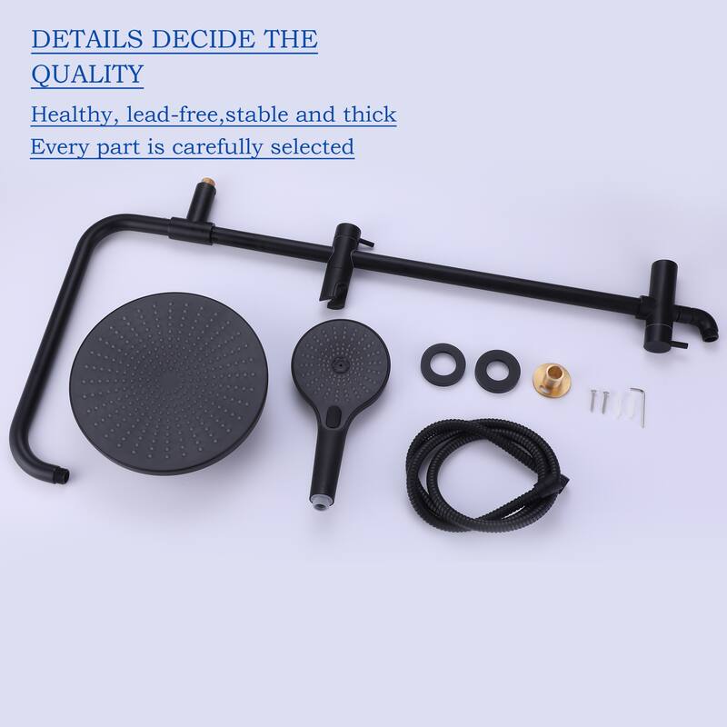 Modland 4-Way High Pressure 10'' Rain Shower Head Black With Adjustable Handheld Shower Head