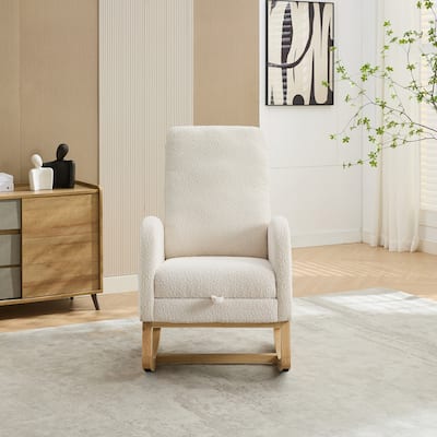 25.4"W Rocking Chair for Nursery, High Back Glider Chair with Retractable Footrest, Side Pocket