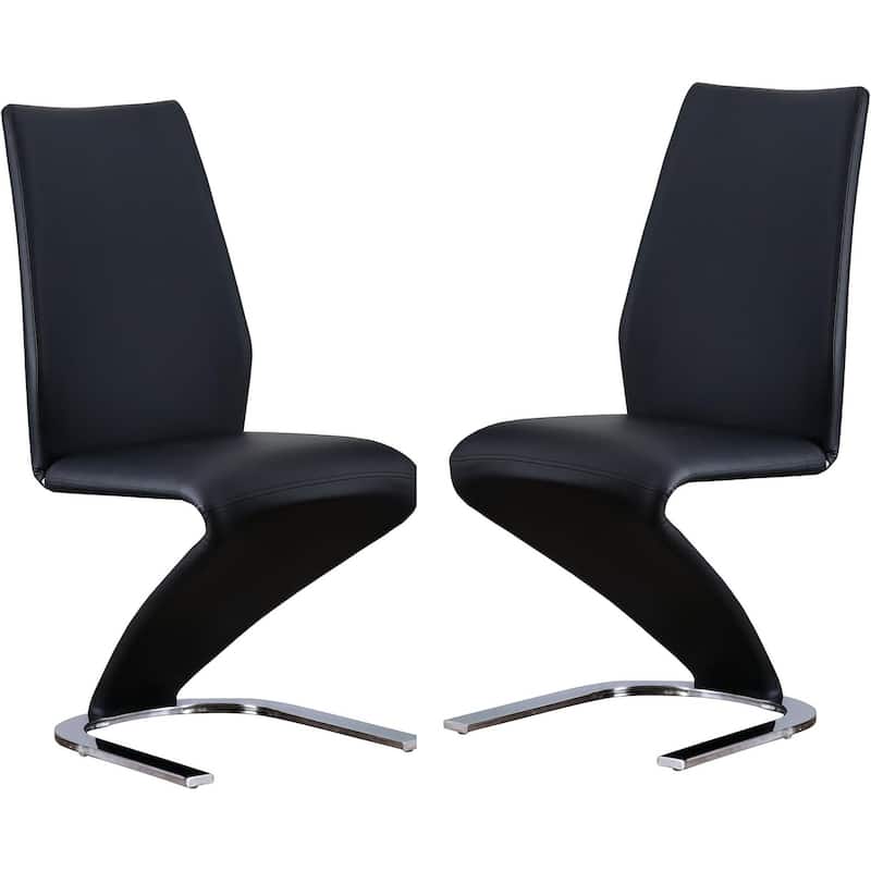 Contemporary Black Finish Z-Shaped Side Chairs Set