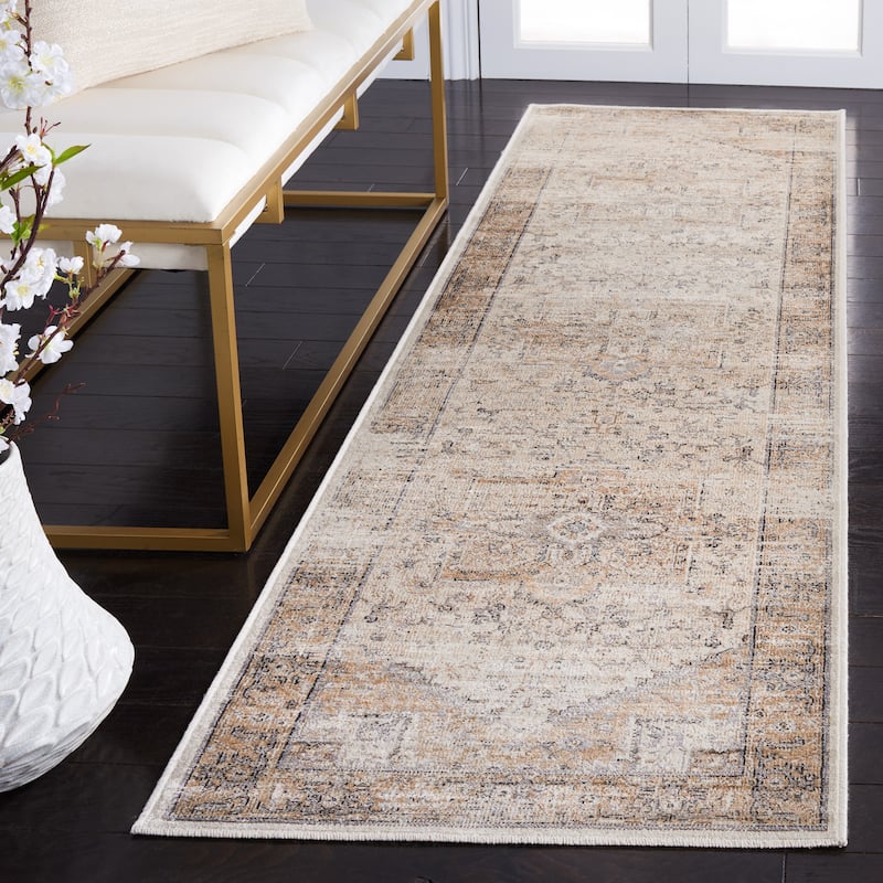 SAFAVIEH Atlas Eula Vintage Oriental Viscose Rug - 8' Runner - Camel/Stone - Runner