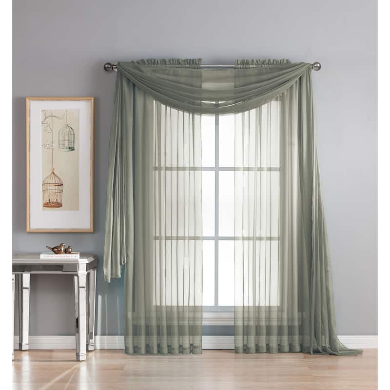 Window Elements Diamond Sheer Voile Extra Wide Curtains (Set of 2)