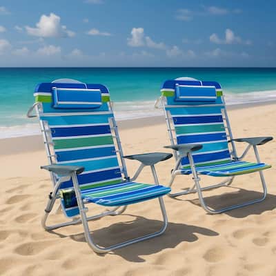 Lightweight Folding Backpack Beach Chair for Travel, Camping, and Beach - N/A