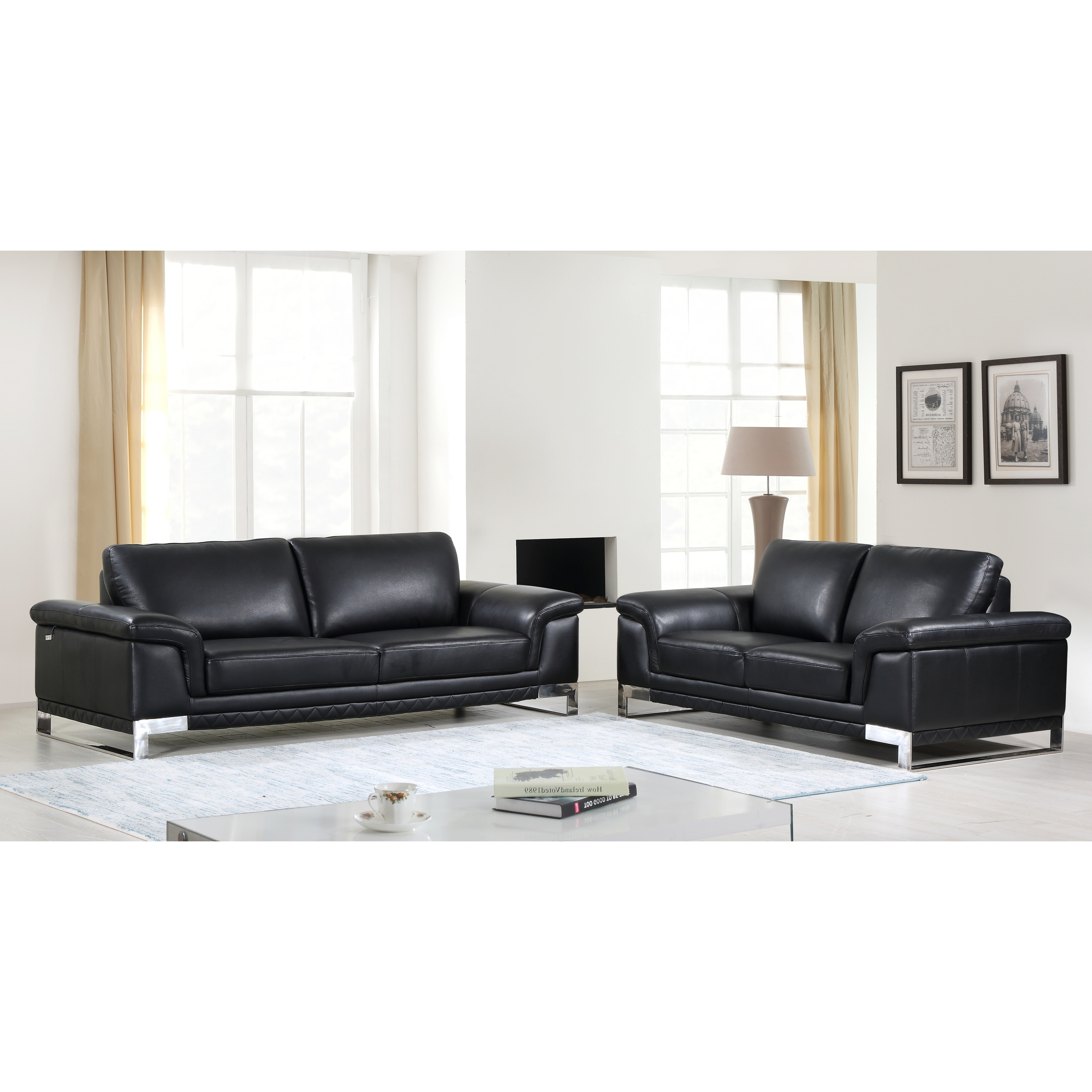 Details about   Formal Living Room Traditional Luxurious  Leather 2pc Sofa Set Sofa & Loveseat 