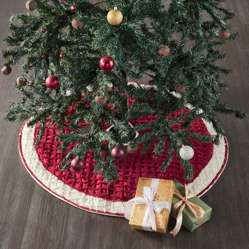 Kringle Chenille Tree Skirt 36 - 36 in - Red - 36 in - Cotton - Indoor