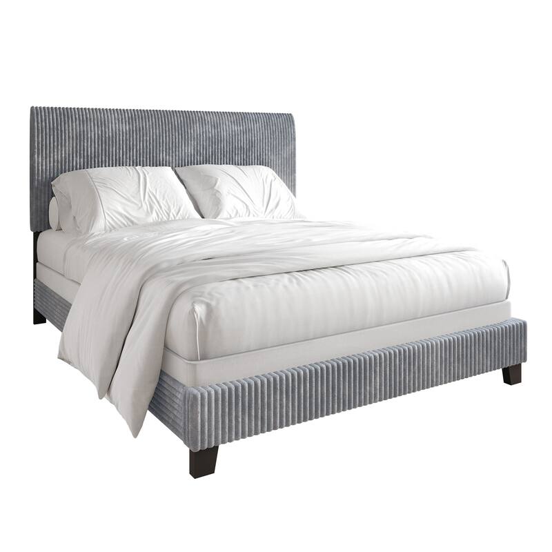 CraftPorch Corduroy Elegant and Chic Velvet Upholstered Bed