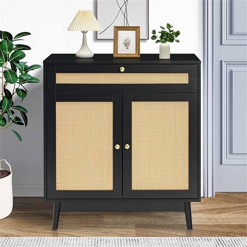 Buffet Cabinet with Storage - 15.75"D x 31.5"W x 34.65"H - 15.75"D x 31.5"W x 34.65"H - Black-1
