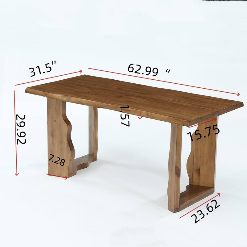 Farmhouse 63-Inch Solid Wood Dining Table