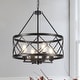 preview thumbnail 25 of 34, 4-Light Circle Hanging Candlestick Linear Foyer Chandelier Lighting Fixture for Dining Room Kitchen Island Black