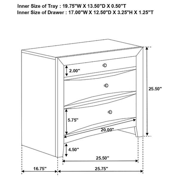 dimension image slide 4 of 27, Briana Black Storage Platform Bedroom Set
