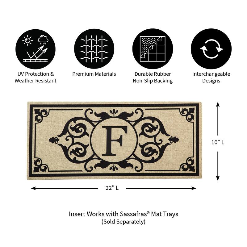 Cambridge Monogram Burlap Sassafras Switch Mat, Letter F