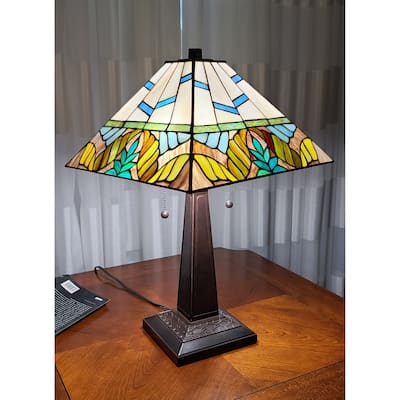 Tiffany Style Multi Color Mission Table Lamp 22" Tall Amora Lighting