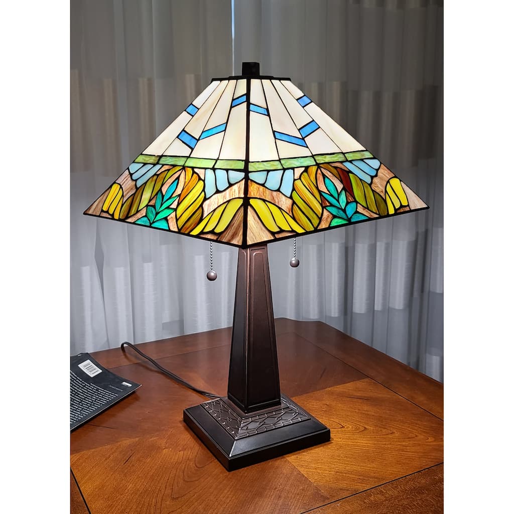 Tiffany Style Multi Color Mission Table Lamp 22" Tall Amora Lighting