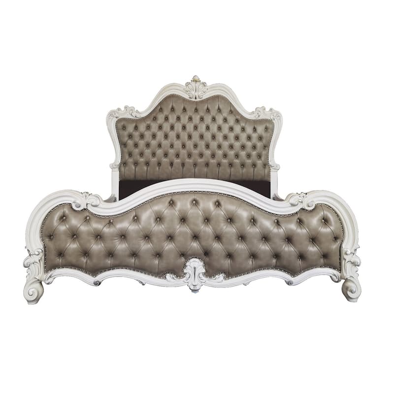 Queen Size Bed Frame - Modern Bedroom Furniture - Upholstered Platform Bed - Gray Finish