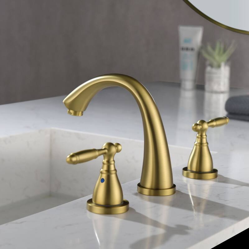 Widespread Bathroom Sink Faucet 3 Holes 8 Inch Bathroom Faucets Two Handle Modern Elegent Lavatory Basin Vanity Taps With Valve