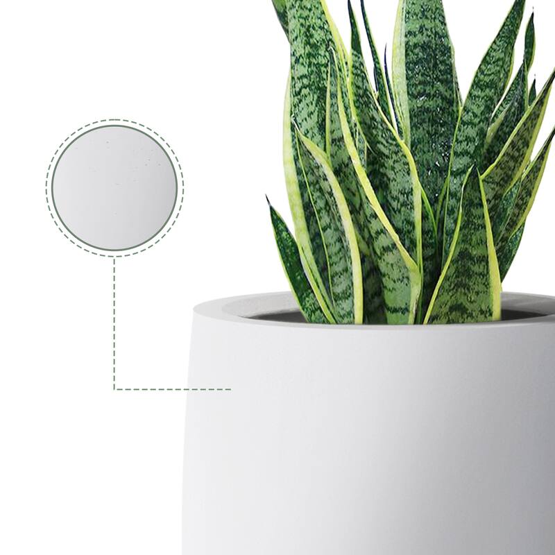 Plantara 32" & 23.6" H Concrete Tall Solid White planter, Large Outdoor Plant pot, Modern Tapered Flower pot for Garden