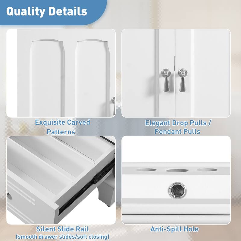 Bathroom Vanity with Ceramic Sink, Bathroom Sink Cabinet with Adjustable Shelf & Drawer Divider, Wooden Bathroom Storage Cabinet