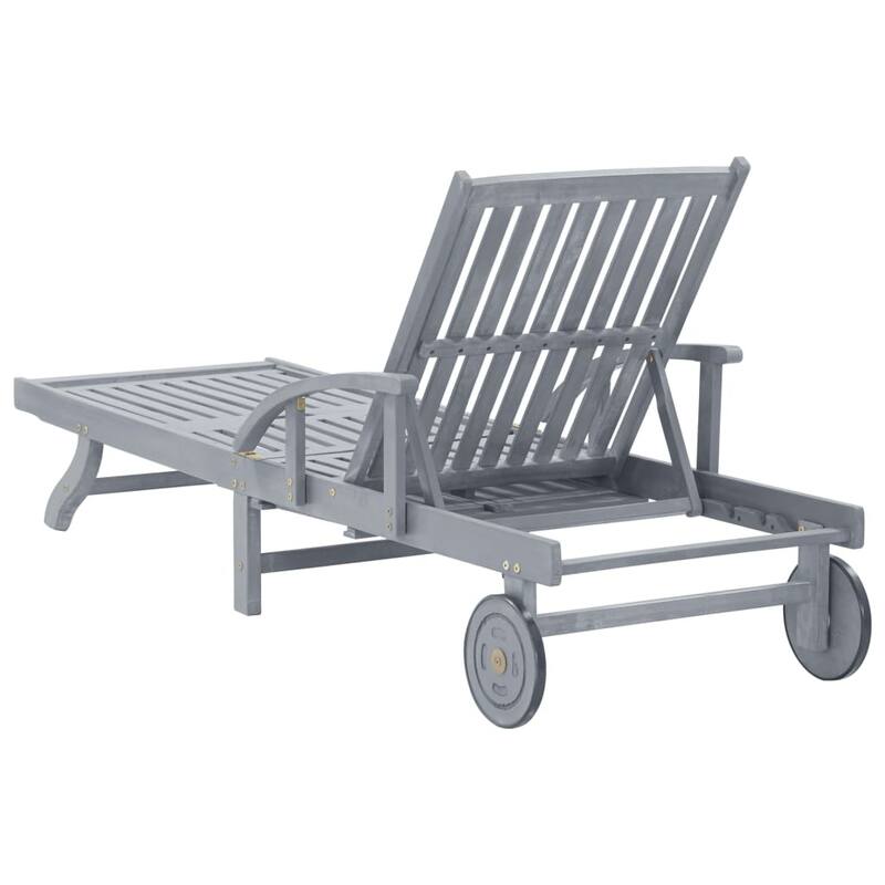 vidaXL Patio Sun Lounger with Cushion Solid Acacia Wood - 78.7" x 26.8" x 11.8" - Bright green