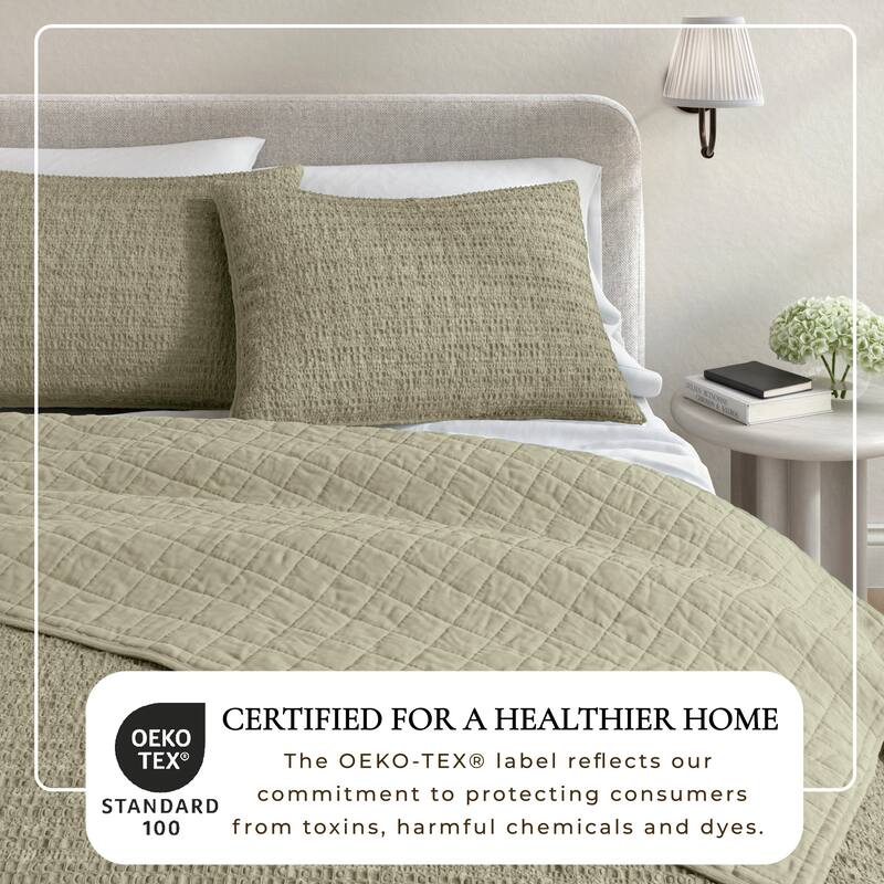 Linery & Co. 100% Cotton Honeycomb Waffle Garment Washed Quilt Set.