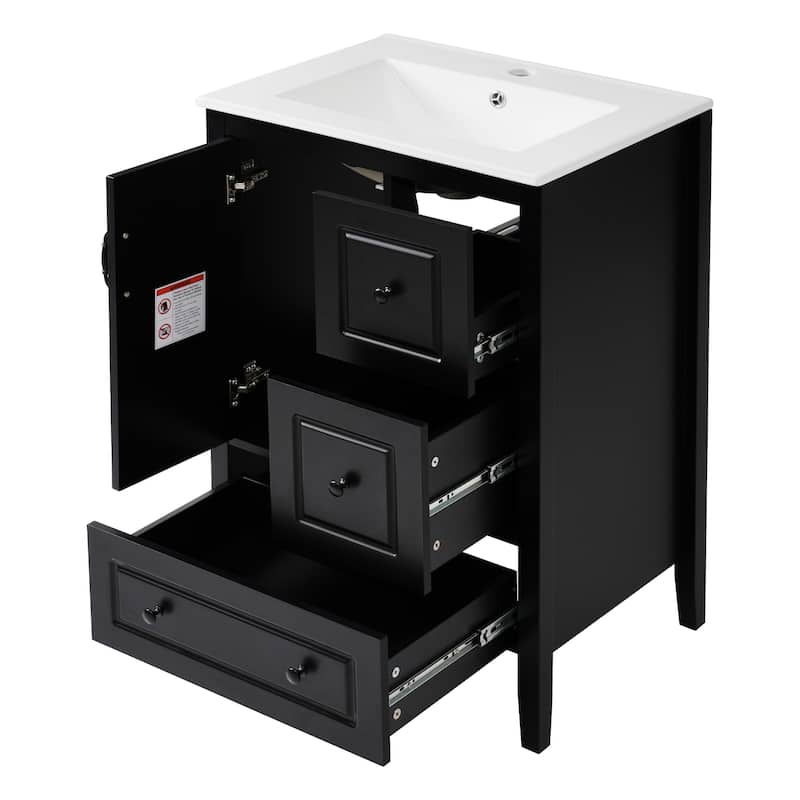 Small Bathroom Vanities with Sink, Floor-standing Bathroom Storage Cabinet, Bathroom Vanity with Soft-Closing Door & Drawers