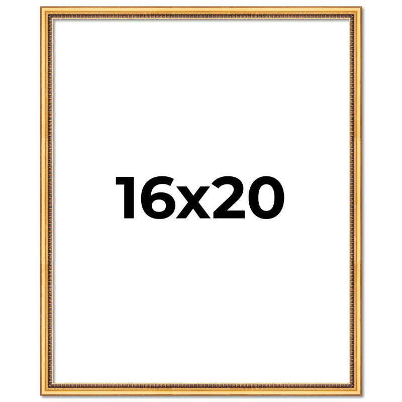 16x20 Frame Beaded Gold Solid Wood Picture Frame | 0.75 Inches
