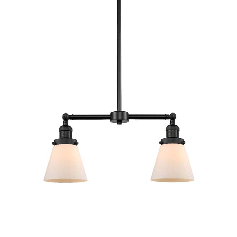 Innovations Lighting Small Cone 2 Light 21" Wide Linear Chandelier - Matte Black / Matte White Cased