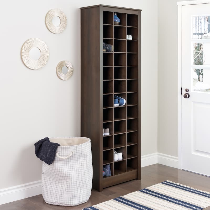 Prepac Everett Espresso Laminate Space-saving Shoe Storage Cabinet
