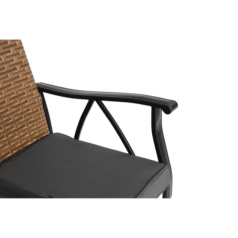 Patio Dining Set 5-Piece Wicker Outdoor Table and Chairs with Square Steel Tabletop Patio Table and Chairs Set