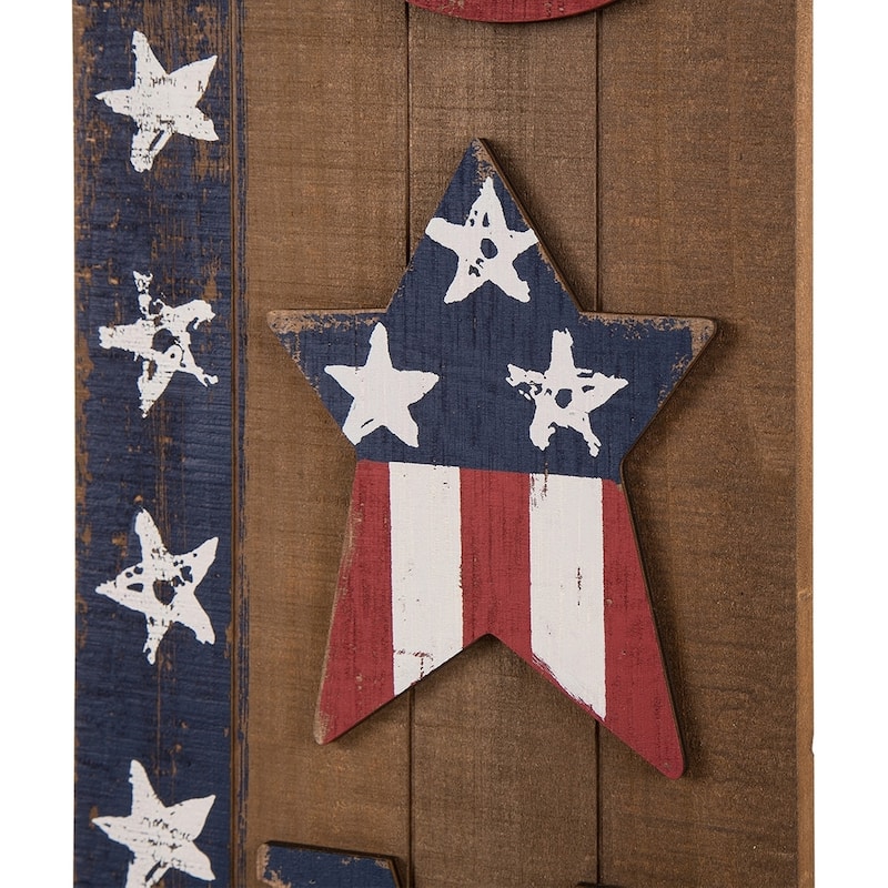 Glitzhome 42"H Patriotic Wood America Hat Hanging Sign Porch Decor
