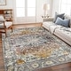 preview thumbnail 31 of 65, Washable Vintage Floral Area Rug Non-Slip Thin Rug for Living Room, Bedroom, Kitchen and Bath Machine Washable Indoor Pet Rugs 9' x 12' (Rectangular) - Blue and Gray - Rectangle