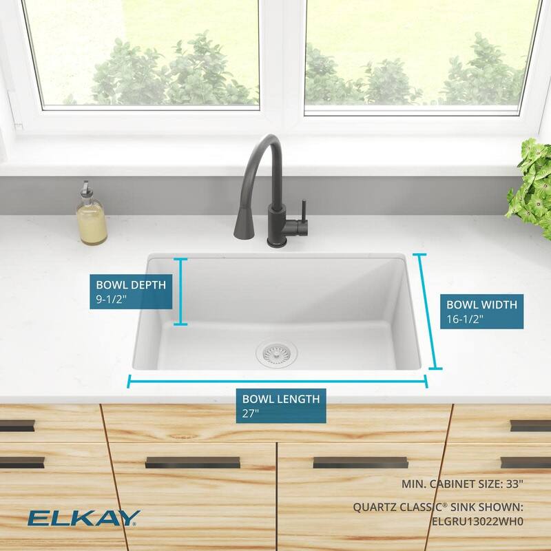 Elkay ELGRU13022 Quartz Classic 29-1/2" Undermount Single Basin Quartz