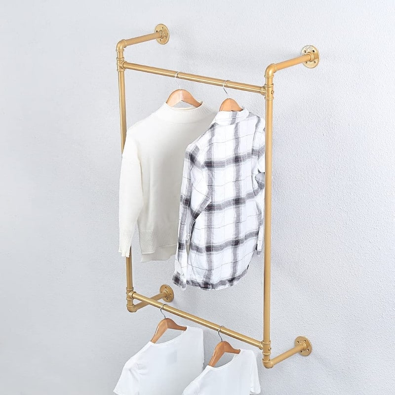Industrial Pipe Clothing Rack Wall Mounted