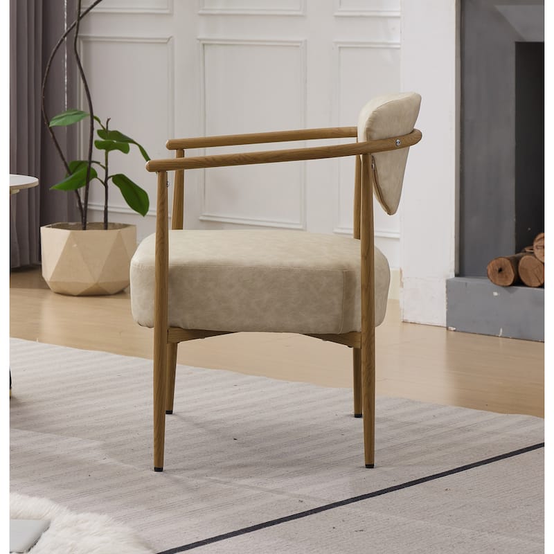 Set of 2 Dining Chairs, Living Room Chair, PU with Foam Back and Seat, Soft and Comfortable Seating, Metal Frame