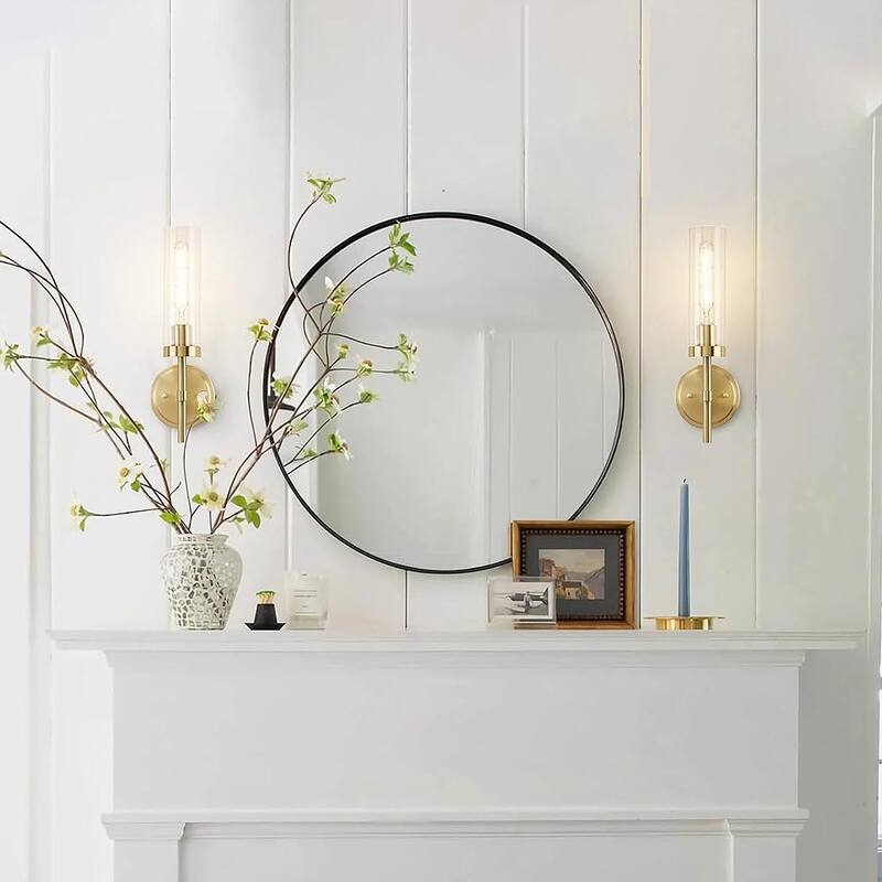 Hardwired Gold Wall Sconces Set of 2