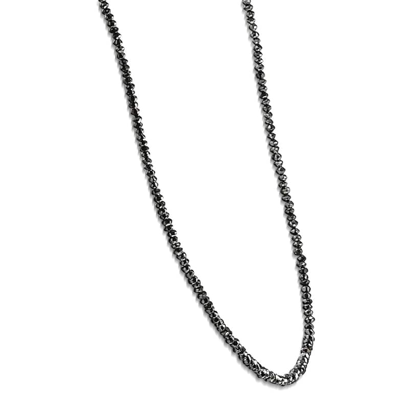 15Ct TW Black Diamond Necklace 16" With 2" Extended White Gold