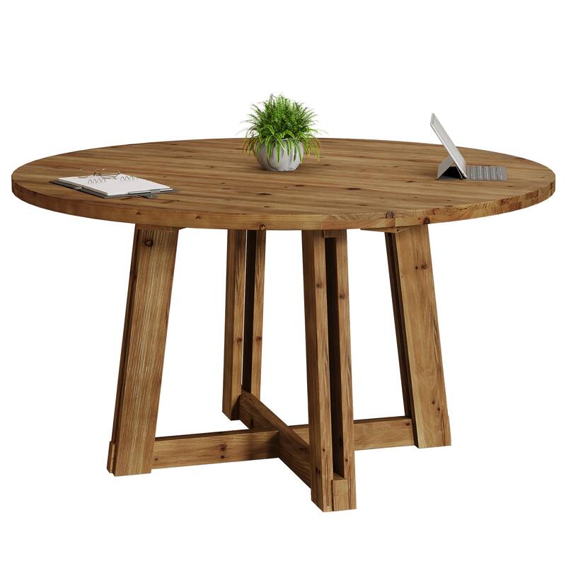 47'' Solid Wood Conference Table, Round Wood Meeting Table for 4-6