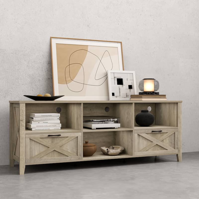 Moasis 70"W Farmhouse TV Stand with Lights