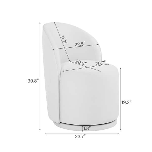 dimension image slide 1 of 2, Modern Armless 360-Degree Swivel Dining Chair Barrel Chair
