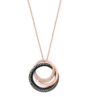 Effy Women's 14K Rose Gold Diamond,Black Diamond,Espresso Diamond Pendant Necklace