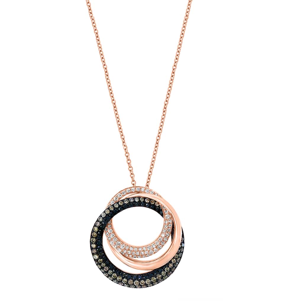 Effy Women's 14K Rose Gold Diamond,Black Diamond,Espresso Diamond Pendant Necklace