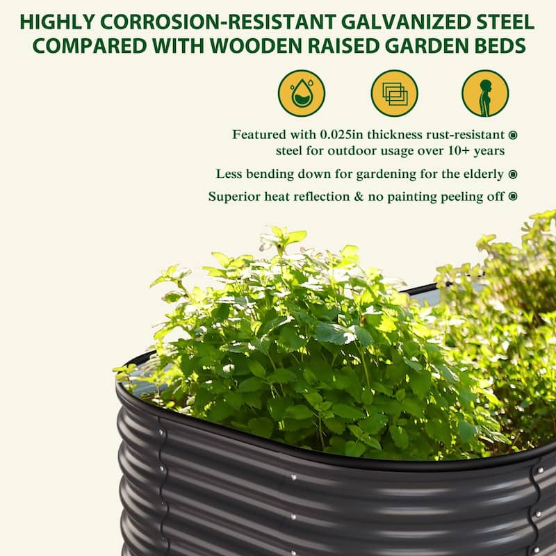 VEIKOUS 24''H Galvanized Steel Raised Garden Bed, Bottomless Design for Healthy Plant Growth